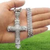 Hip Hop Cross Diamonds Pendant Halsband för män Religiösa Golden Silver Luxury Halsband Rostfritt stål Kubankedjesmycken3070093