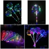 Party Decoration Led Balloon Transparent Luminous Lighting Bobo Ball Balloons With 80Cm Pole String Xmas Christmas Wedding Decoratio Dh4Qc