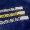 Foruixi Men Crystal Necklace 18K Guldpläterad rostfritt stålkedja män kubansk moissanithalsband
