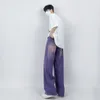 Women's Jeans High Street Straight Leg Purple Waist Loose Wide Denim Trousers Harajuku Streetwear Men Lady Baggy Pants