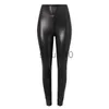 Damesbroeken Capri Grote maat Sexy Dames Zwart Mat Leer Open Kruis Broek Exotische Bodycon Slanke Kunstleren Broek Wetlook Nachtclubkleding 4XL J231211