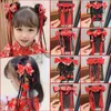 Baby Girl Bow Ball Tassel For Little Girls Red Chinese Style New Year Hair