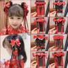 Baby Girl Bow Ball Tassel for Little Girls Red Chinese Style New Year Hair