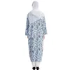 Ethnische Kleidung Muslimisches Baumwollkleid Islamischer arabischer Blumendruck Abaya Kaftan Lose Hemden Robe Ramadan Gebetskleid Damen M-XL