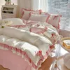 Sängkläder set Four Seasons Universal Pure Cotton Suit Princess Style Hushåll High End Bed Sheet Quilt Cover Pudow Case 4 Piece Set 231211