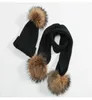 FashionAnd Scarf Sets Kids Winter Real Fur Hat Detachable Solid Beanie Ski Cap Scarf Kit Xmas Party Hats JJ199166052350