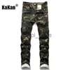 Calças masculinas Kakan - Europeu e americano casual slim fit reto zíper plissado jeans primavera e outono novos esportes jeans longos masculinos23-001 J231208