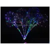 Party Decoration Led Balloon Transparent Luminous Lighting Bobo Ball Balloons With 80Cm Pole String Xmas Christmas Wedding Decoratio Dh4Qc