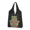 Shopping Bags Reusable Hamsa Hand Bag Women Tote Portable Amulet Sun Moon Grocery Shopper