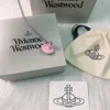 Tasarımcı Viviene Westwood Yeni VivieNewestwood Batı İmparatoriçe Dowager Pembe Dünya Gezegen Orb Kolye Kız Tatlı Serin Kız Gezegen UFO Kolye Küpe Seti