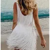 Сценическая одежда, женская одежда/юбка с кисточками для чачи, элегантное темпераментное сексуальное танцевальное платье с глубоким V-образным вырезом и открытой спиной