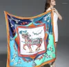 Foulard carré en soie sergé 100 pour femmes, Foulard Design européen, imprimé cheval français, châles à la mode, 130 130cm, 17103517