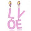 Boucles d'oreilles Sehuoran Brinco Brincos originalité tendance amour lettre résine goutte pour femmes Design élégant bijoux en gros