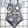 V Neck Bathing Suit Women Sling Badkläder Letters Print Swimsuit Surfing Diving One Piece Beachwear