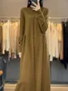 Новое зимнее женское кашемировое платье с полувысоким воротником, свободного кроя, прикрывающее тело, утягивающее, длинная шерстяная нижняя юбка большого размера