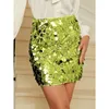 Skirts Women's Sequin Mini Leather Skirt Women Fashion High-Waisted Shiny Glitter Sparkle Bodycon Party Clothings Sexy Female