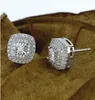 Choucong Fantastiska lyxiga smycken Square Earring 925 Sterling Silver Pave White Sapphire CZ Diamond Gemstones Party Women Stud Earr5324172