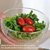 Bols Bol en verre transparent Salade polyvalente Fruits Mélange de céréales réutilisables de haute qualité pour accessoires de cuisine froide