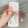 Sunglasses 2022 Fashion Brand Design Vintage Rimless Rhinestone Women Men Retro Cutting Lens Gradient Sun Glasses Female UV4003057