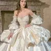 Zachęcąc Brydowe 2024 Prawdziwy obraz Luksusowe koronkowe sukienki ślubne syreny z iluzji ramię seksowna perłowa kryształy kości słoniowej Diamenty ślubne suknie ślubne