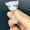 Faccia di gatto Colorato Trasparente Narghilè Ciotola di vetro 14mm Maschio Lanterna colorata Forma di tazza Maniglia Pezzi Imbuto Giunto Downstem Accessori per fumatori Pipa Bong Olio Dab Rigs