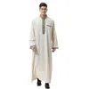 Etnische kleding moslim Marokkaanse lange mouw islamitische herenmode effen kleur gewaad Arabisch Kaftan Saudi Dubai mannen aanbidden Abaya