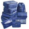 9 PCS Set Pack Travel Pack Luggage Organizador de ropa Cestros de almacenamiento