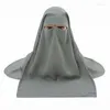 Vêtements ethniques Musulman Face Cover Écharpe Islamique Niqab Burqa Bonnet Hijab Mousseline de Soie Chapeaux Abaya Femmes Hijabs Crème Solaire Araba Long