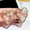 Très mignon nouveau ins mode luxe designer doux grand coeur exagéré belle perle boucles d'oreilles pour femme girls301O