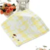 Serviettes Robes Bébé Nouveau-né Dessin animé Imprimer Coton Doux Confortable Infantile Double Couche Foulard Carré Serviette Avec Crochets Drop Livraison Kid Dhgri