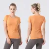 Lu Lu Lemons T-shirt Yoga Donna Alta elasticità Traspirante Corsa Manica corta Sport-Ciclismo Abbigliamento da palestra Jogging Abbigliamento fitness Abbigliamento sportivo