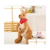 Animaux en peluche en peluche 28cm 40cm 50cm 70cm de haut kangourou australien avec bébé Joey Animal Adventure Doll Toy pour enfants Q0727 Drop de Otgbs