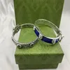 Design italien Thai argent 925 tête de tigre en relief Bracelet en émail bleu lettres de haute qualité mode homme et femme bra289g