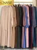 Plus -storlek klänningar Selle enkel stil marockansk kaftan kalkon fast färg Gulf Abayas islamiska kvinnor lång klänning Muslim Saudi Robe Ramadan 231208