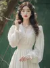 Basic Casual Dresses Gagarich Korean Pure Lust Wind Little Fragrance White Woman Dress Autumn Winter Fashion Clothing Princess Vintage Vestidos 231211