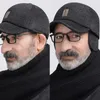 Bonés de bola boné de beisebol de lã de inverno masculino malha capa de orelha chapéus à prova de vento engrossar chapéu quente snapback com earflap earcuff pai