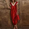 Women's Sleepwear Sleeping Dress Comfortable V-neck Lace Stitching Nightgown For Women Short Sleeve Loose Fit Smooth Satin Midi Night