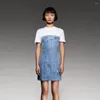 Lässige Kleider 2023 Sommermode Damen Metallreißverschluss One-Wort Neck Tube Top Denim Off-Shoulder All-Match-Kleid