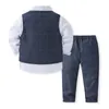 Комплекты одежды для мальчиков набор осенней зимней с длинными рукавами рубашка для жилета детские брюки.