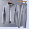 Tracksuits masculinos 2023Spring Plus Size Sports Suit Baseball Collar Cardigan Terno Casual Cor Sólida Costura Homens Conjuntos Los Hombres Conjuntos L-7XL Q231211