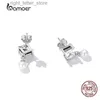 Stud Bamoer 925 en argent Sterling Simple coquille perle boucles d'oreilles étincelant cubique Zircon boucles d'oreilles pour les femmes mode fête bijoux YQ231211