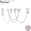 Stud Bamoer 925 en argent Sterling une pièce papillon boucles d'oreilles longues gland boucles d'oreilles pour femmes filles doux bijoux fins cadeau YQ231211