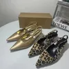 Scarpe eleganti TRAF Tacchi con stampa animalier Donna Estate 2023 Sexy Gattino Tacco Pompa Femminile Leopardo Con tacco Slingbacks Punta a punta Ciabatte