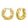 Hoop Earrings Vintage Metal Texture Ear Buckle For Women Punk Hip Hop Gold Color Geometric Circle Round Jewelry Gift