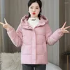 Women's Trench Coats Winter Thick Warm Parka Women Puffer Jacket Plus Size Hooded Cotton-padded Long Sleeves Korean Coat Black Red Pink