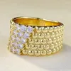 Klaster pierścieni 2023 S925 Srebrny Złoty Pierścionek z złotym koralikiem dla kobiet -modnej osobowości Sprzedawanie w Europie i Ameryce
