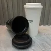 Garrafa de água de designer canecas preto branco carta impressão dupla camada caneca xícara de café 480ml