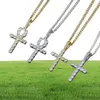 Collier pendentif glacé pour hommes, en or, Hip Hop, croix Anka, bijoux avec chaîne à maillons cubains de 3mm, 9692498