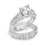 Choucong Princesa corte piedra 5A piedra de circón 10KT oro blanco lleno anillo de boda conjunto Sz 5-11 Y0122276a