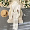 Grundlegende Casual Kleider Seoulish Herbst Winter Twist frauen Wrap Gestrickte Langarm Mantel Strickwaren Büro, Figurbetontes Kleid Weibliche 2023 231208